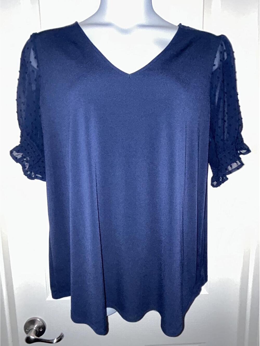 Adrianna Papell Navy Blue Top sz 1X